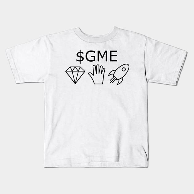 $GME Diamond Hand Rocket (black) Kids T-Shirt by Big Term Designs